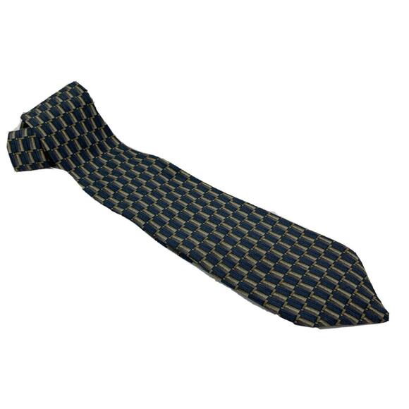 Jimmy V Chris Berman Collection Three Men's Silk 57" Necktie Blue Gray Geometric - Picture 1 of 5